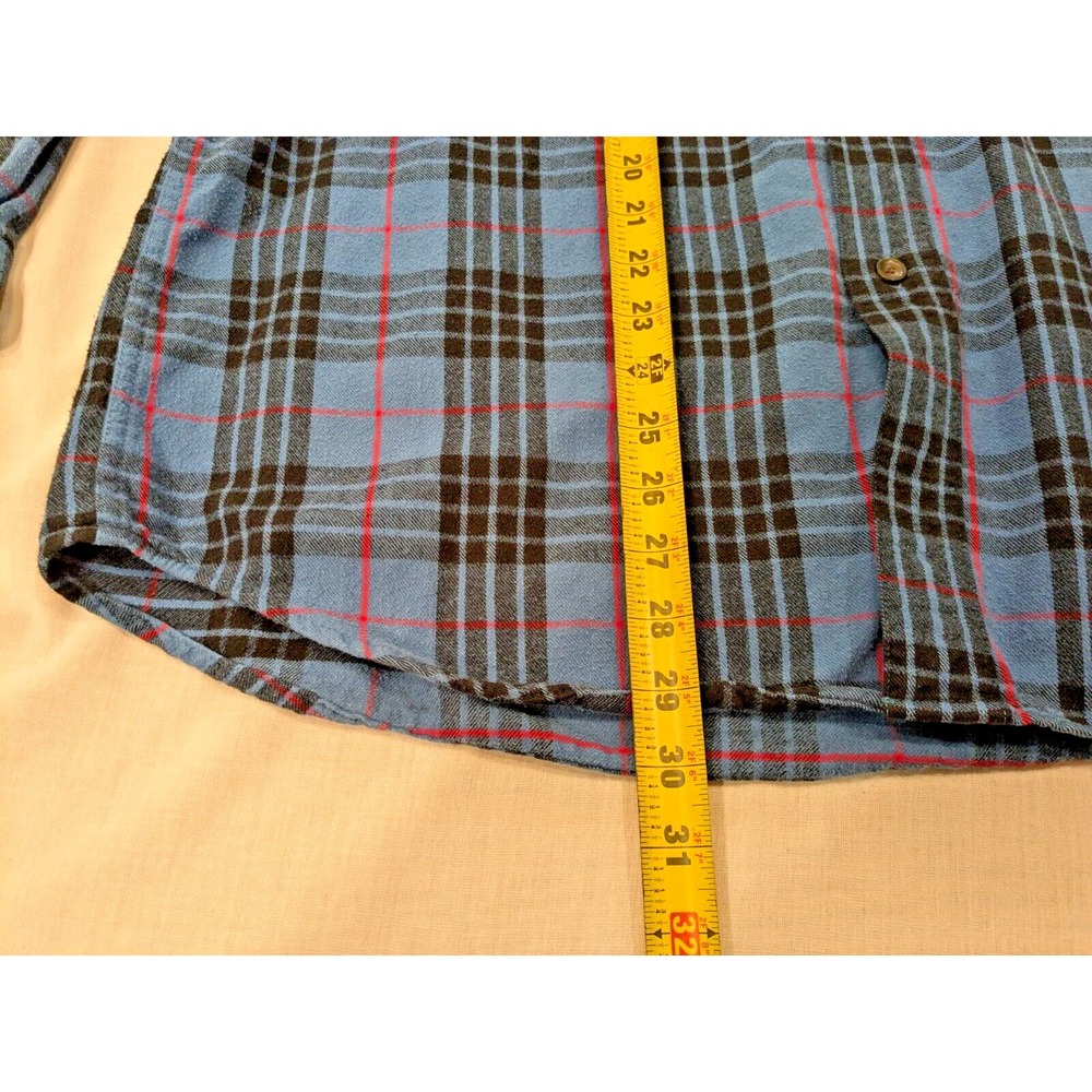VTG LL Bean Men Traditional Fit Plaid Blue/Red Holiday Flannel Shirt Sz L Cotton - Picture 12 of 16